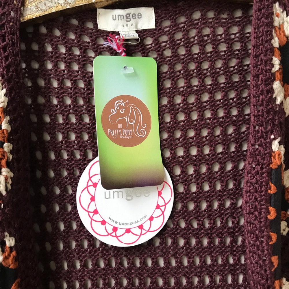 Umgee Long Crochet Cardigan Size M - Picture 5 of 14